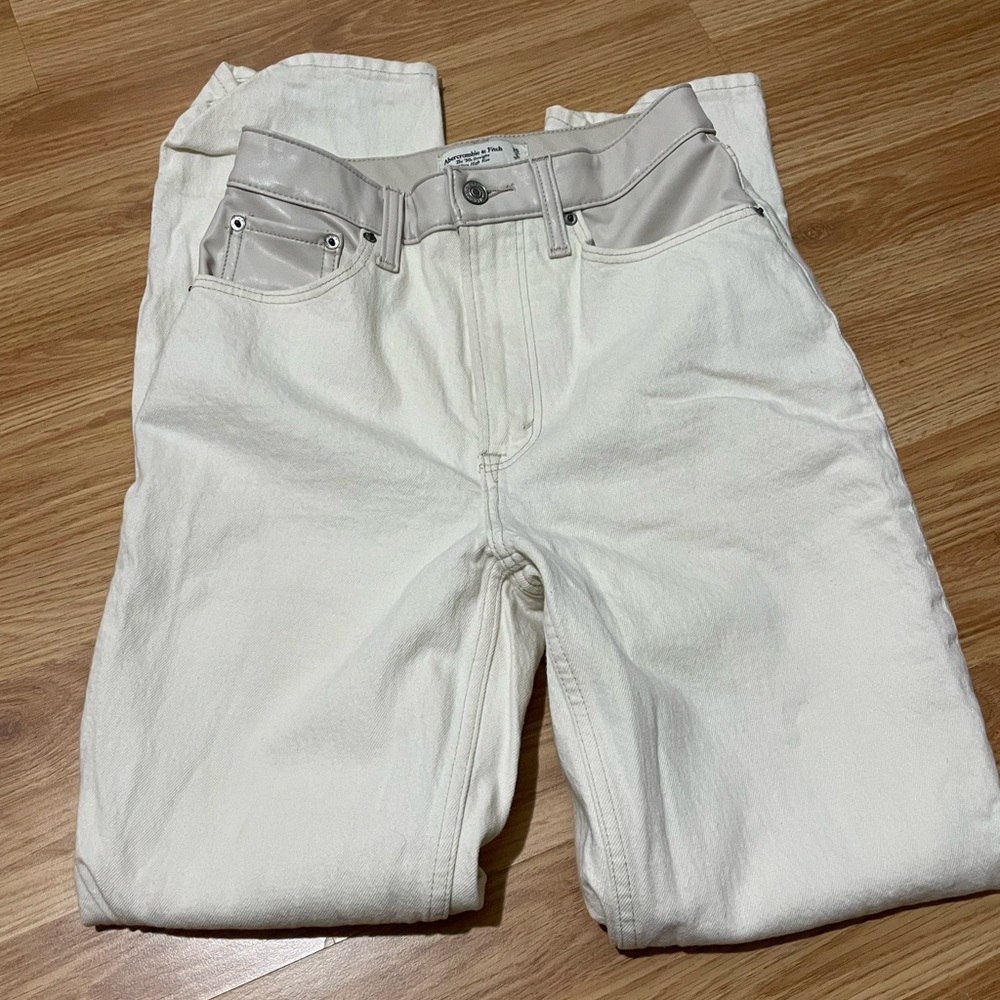 Abercrombie white denim hybrid leather mix